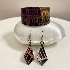 Vinyl Earrings and Bracelet Cuff